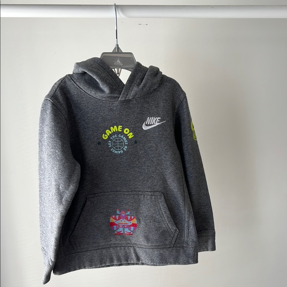 Nike Gray Sweatshirt Colorful Logo Hoodie